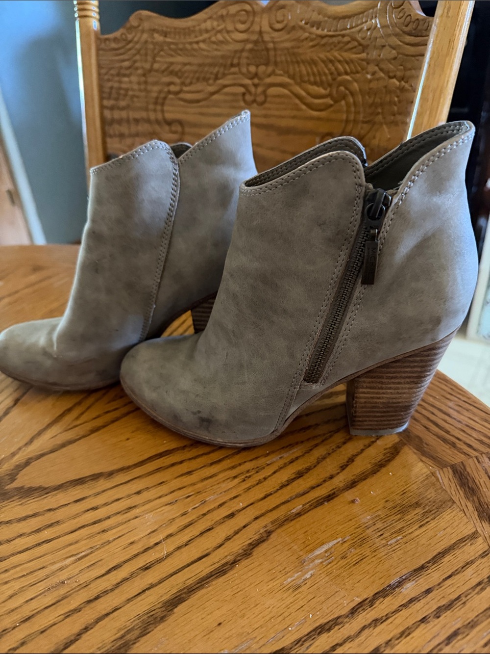 MICHAEL Michael Kors Taupe Suede Ankle Booties with Side Zip
